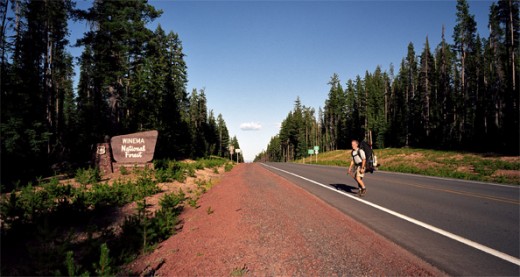 After about 10 miles, we finally reach the highway just before trail's end.