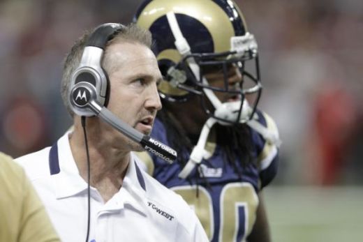 St. Louis Rams Head Coach Steve Spagnuolo during the first quarter of an NFL football game against the San Francisco 49ers Sunday, Jan. 3, 2010, in St. Louis. (AP Photo/Seth Perlman)