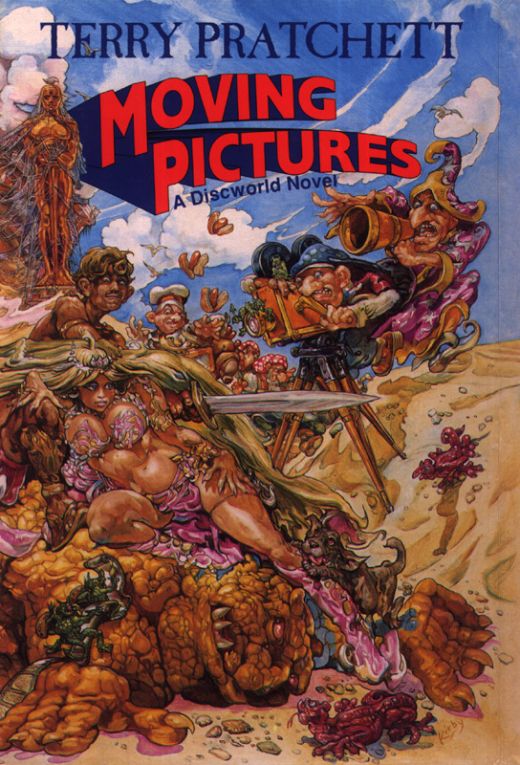 Moving Pictures brings a little bit of Hollywood (Or Holy Wood) to the Discworld books. Moving Pictures brings a little bit of Hollywood (Or Holy Wood) to the Discworld books.