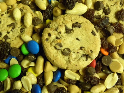Chocolate chip cookie, candy, nuts... Do you think comfort?  hunger?  happiness?