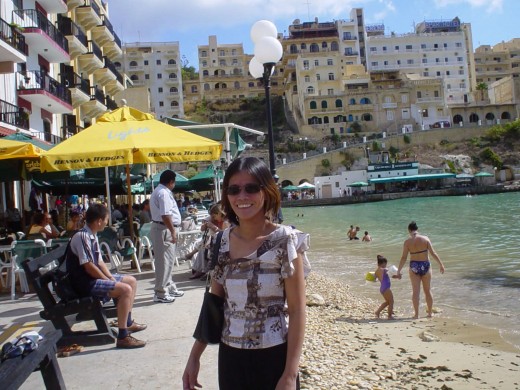 me in Valetta city,Malta where the people are swimming