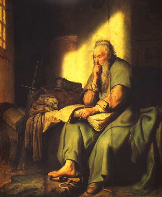 1661 REMBRANDT PAINTING OF PAUL THE APOSTLE IN ROMAN PRISON 