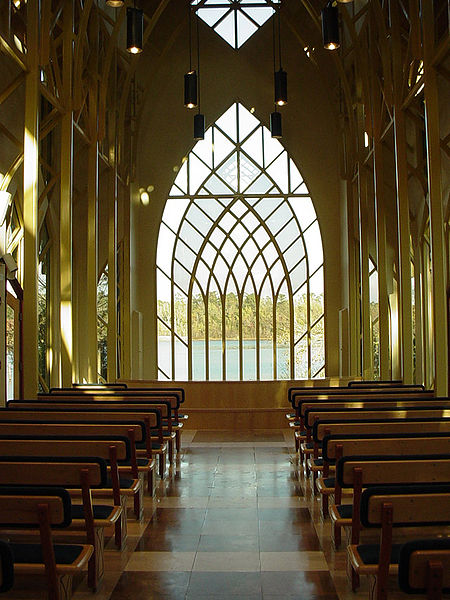 Interior view of the Baughman Center on Lake Alice.