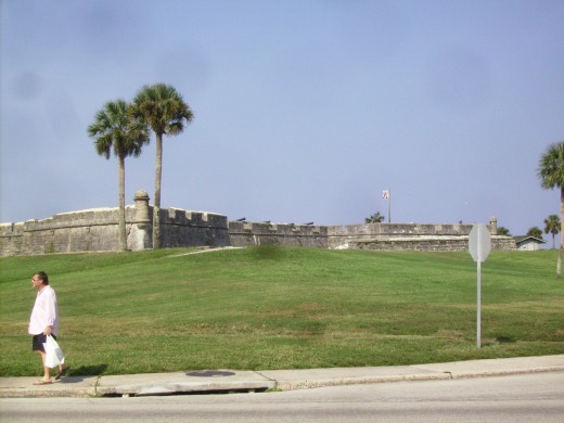 Castillo de San Marcos - The Old Spanish Fort overlooking bay in St Augustine, Florida