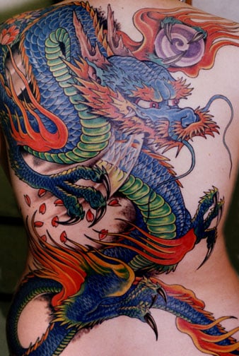 Popular Dragon Tattoo art.    Image taken from http://www.tattoosymbol.com copyright 2010.
