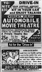 Advertisement for the first drive-in