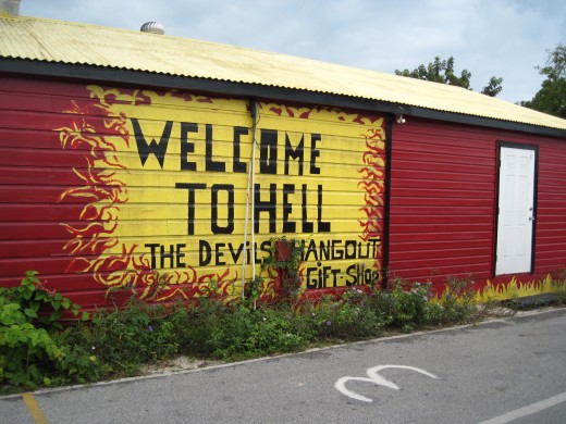Sign on building in Hell