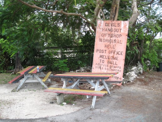 Picnic tables in back Old Hell Post Office