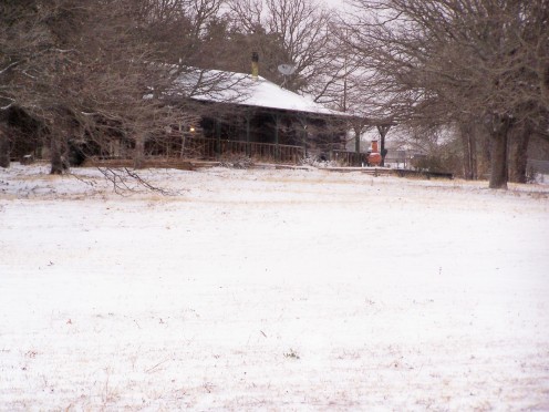 My house, side view, Christmas Eve 2009. Rare snow for Texas!