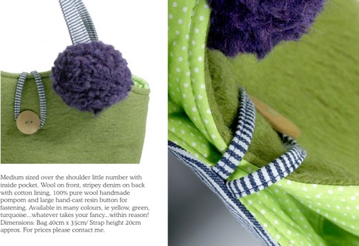 Detail from ClaraB designer handbags for daywear