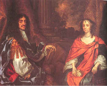 King Charles II and Queen Catherine of Braganza (portrait from the late 17th century).