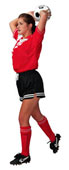 The proper sliding technique for the throw. If the tip of the back foot is off the ground, it is a foul throw.