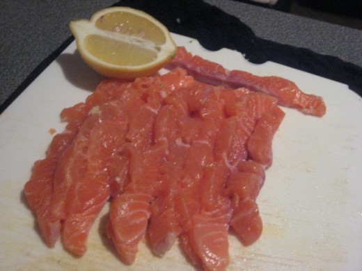 Salmon sliced