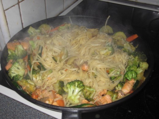 adding the noodles