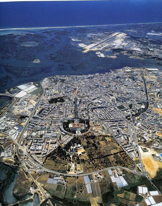 View of Faro City, Airport and Ria Formosa