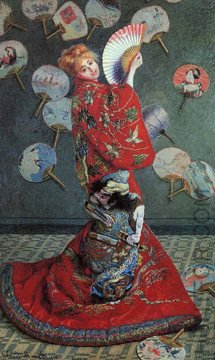 "MADAME MONET IN A JAPANESE COSTUME" BY CLAUDE MONET IN 1875 (MUSEUM OF FINE ARTS, BOSTON)