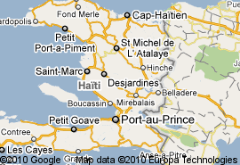 Map of Haiti; the Jan 12 , 2010 earthquake was 15 miles WSW of Port-au-Prince