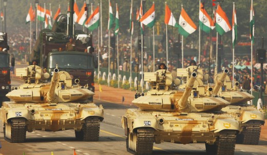 Indian military tanks displaying military strength of India.