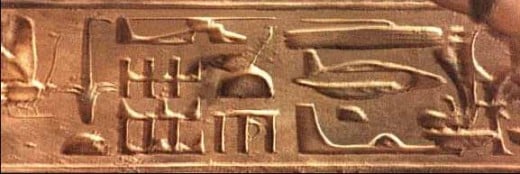 Images on the ceiling beams of a 3000-year old New Kingdom Temple,  Located several hundred miles south of Cairo and the Gaza Plateau, at Abides.  
