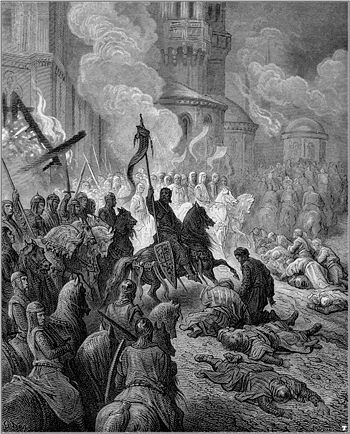 "SACK OF CONSTANTINOPLE IN THE FOURTH CRUSADE" ENGRAVING BY GUSTAVE DORE
