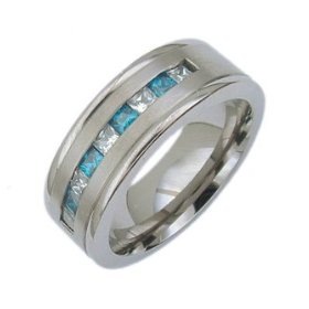 Titanium ring scattered with precious gems.