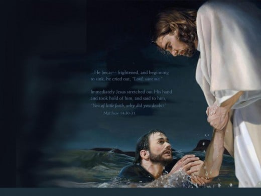...He became frightened and started to sink, he cried out, "Lord, save me!"  Immediately Jesus stretched out His hand and took hold of him, and said to him, "You of little faith why do you doubt Me?"                    ~Matthew 14:30-31