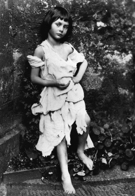 Alice Liddell dressed as a beggar girl. Photo taken by Lewis Carroll, AKA Charles L. Dodgson
