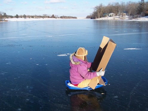 Wind Sledding using cardboard