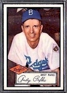 1952 Topps Baseball card #1, Andy Pafko of the then Brooklyn Dodgers.
