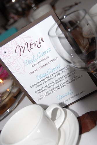 Menu cards are a nice detail for a wedding reception