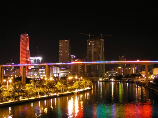 Miami skyline at night