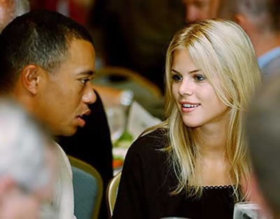  picture or image of Elin Nordegren wife of Tiger Woods and Tiger Woods himself