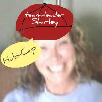 Team leader Shirley lovely, neat and trim in her new for this season wine-red Hub-cap. 