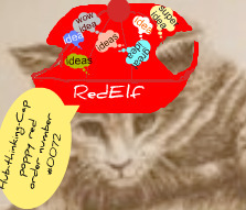 RedElf dashing in her red ideas-hub-cap.
