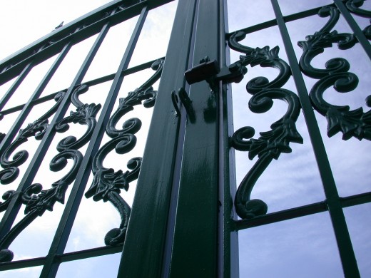 An close up of the architecture of automatic gates