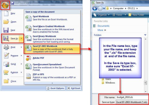Excel Save As Options