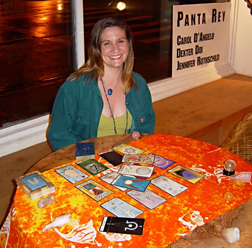 A psychic medium waiting at a fare