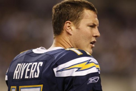 San Diego Chargers quarterback Philip Rivers (17) stands on the sideline in the fourth quarter of an NFL football game against the Dallas Cowboys, Sunday, Dec. 13, 2009 in Arlington, Texas. The Chargers won 20-17. (AP Photo/Sharon Ellman)