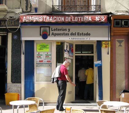 In Spain lottery tickets are sold in booths or in the street by official vendors...