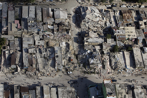 Damage in Haiti earthquake which measured around 7 on Richter scale.