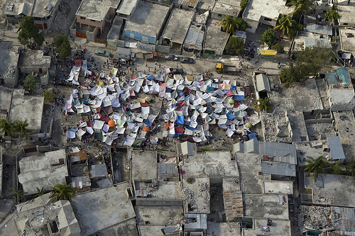 Tents setup in Haiti after one of the worst earthquakes in history.