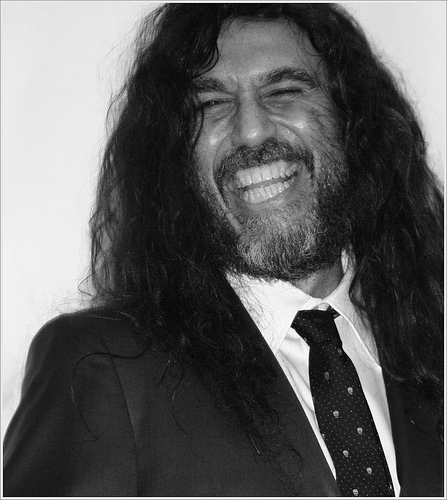 Tom Araya, the front man and bassist from Slayer, looking suave in a suit...