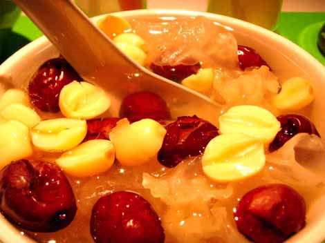 Red dates are commonly used with lotus seeds and white fungus to make a sweet dessert--lovely on your palette and a great way to boost your health.
