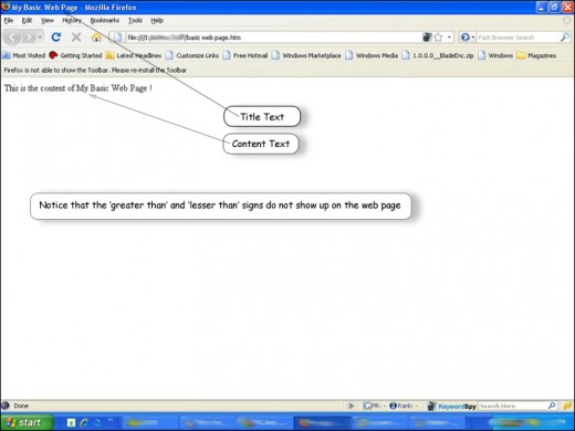 'My Basic Web Page' screenshot