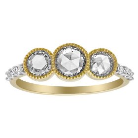 Buy 14k Yellow Gold Rose Cut Diamond 3-Stone Ring