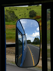 The beautiful New Zealand Scenery seen reflected in the Mirror of the Kiwi Bus........All photos courtesy Flickr.