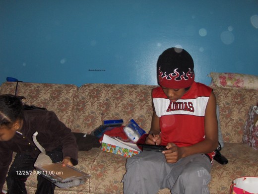 My kids at Christmas time.  Check out the wall behind them.