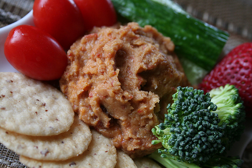 Maple bacon hummus with sundried tomatoes.