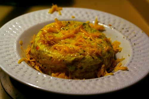 Broccoli cheddar omelet  http://www.flickr.com/photos/theskinimin/2546832298/