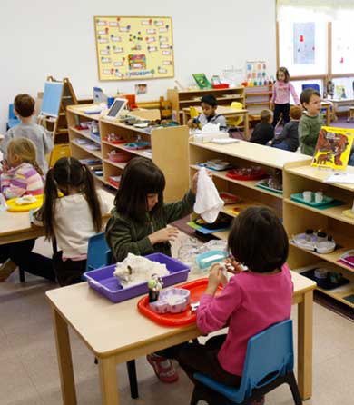 A Montessori classroom.
